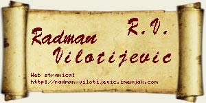 Radman Vilotijević vizit kartica